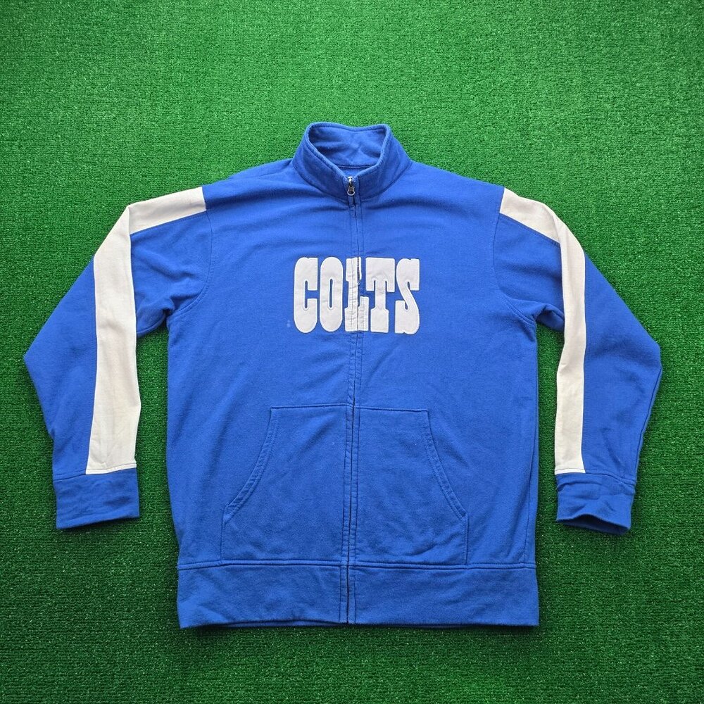 Indianapolis Colts Sweatshirt Mens Large Blue Full Zip Fleece‎ NFL Football
